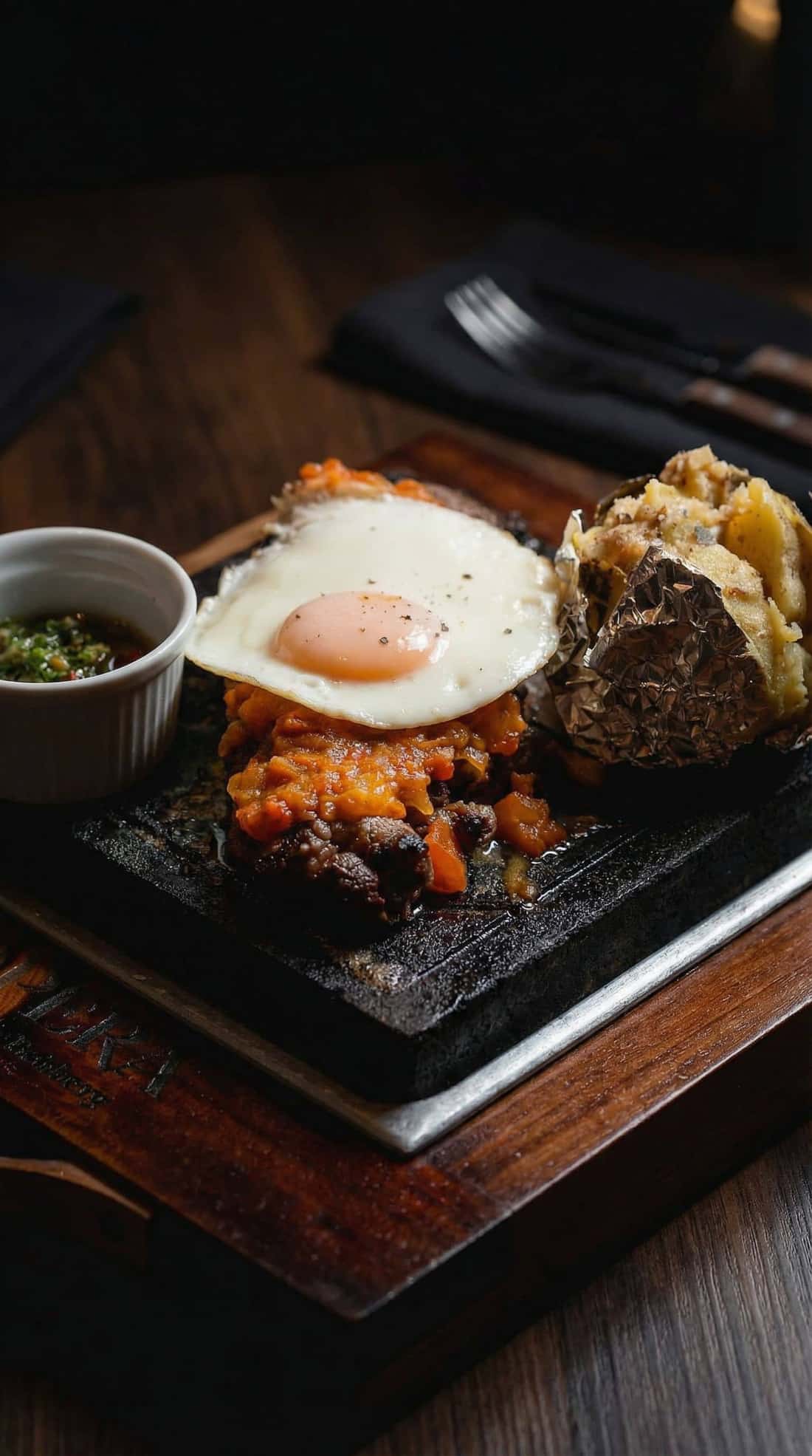 Plato de un restaurante servido en mesa